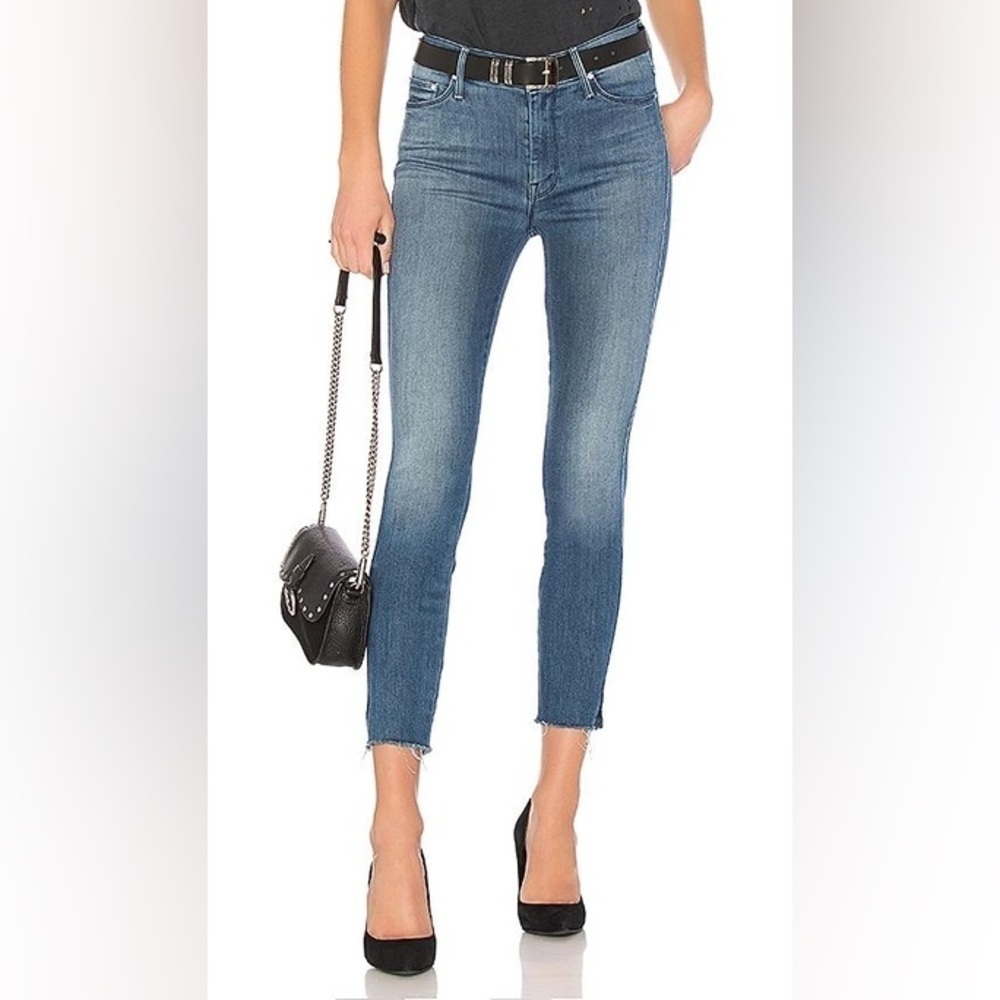 MOTHER The Vamp Fray Mid Rise Skinny Jeans in Crack The Whip 25